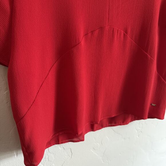 NWT New Tommy Hilfiger Size Large Blouse - Red Short Sleeve Bow - Picture 3 of 9